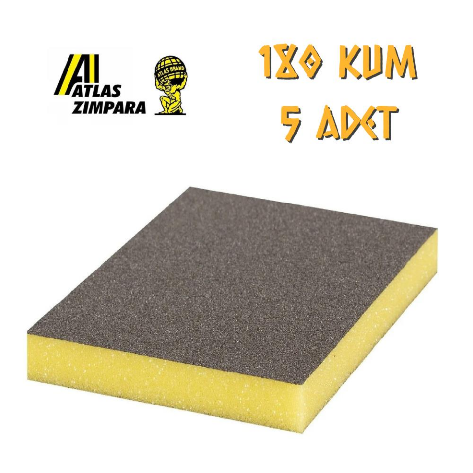 Atlas Sünger Zımpara - İnce 2 taraflı - 180 Kum - 5 Adet