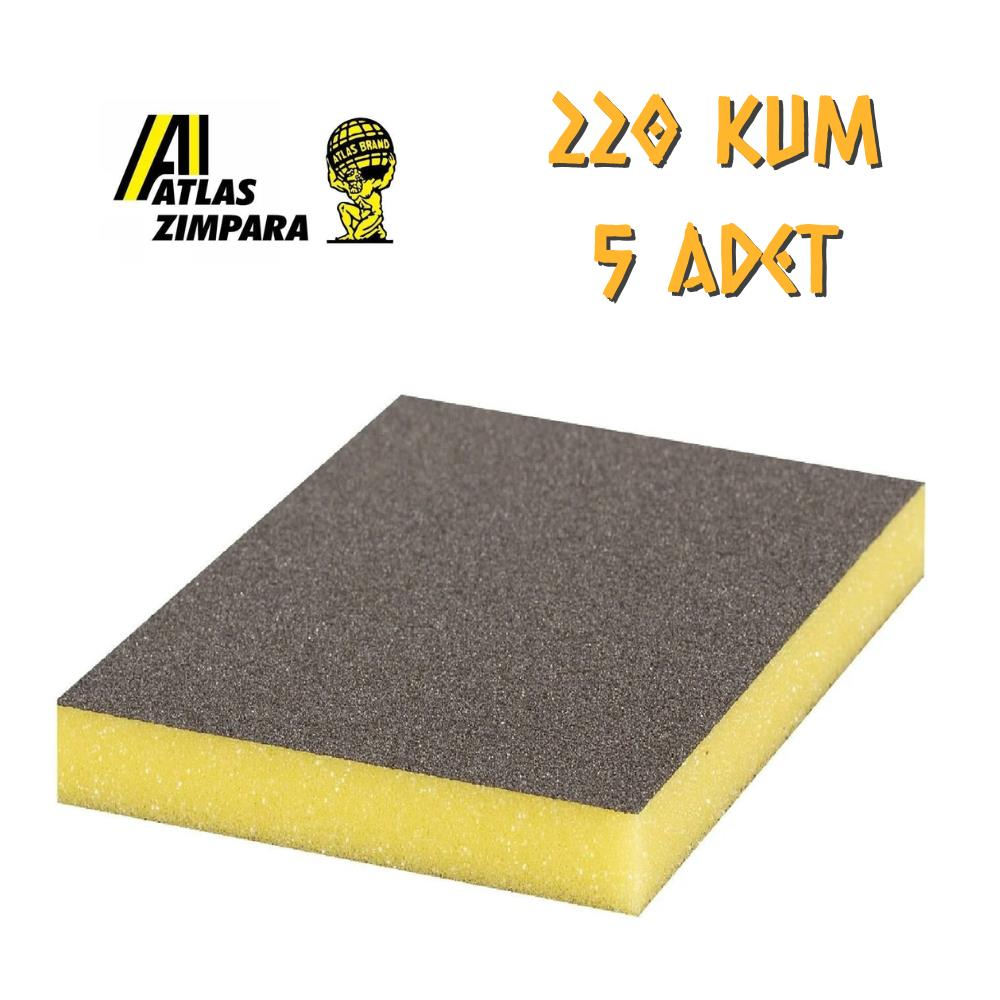 Atlas Sünger Zımpara - İnce 2 taraflı - 220 Kum - 5 Adet