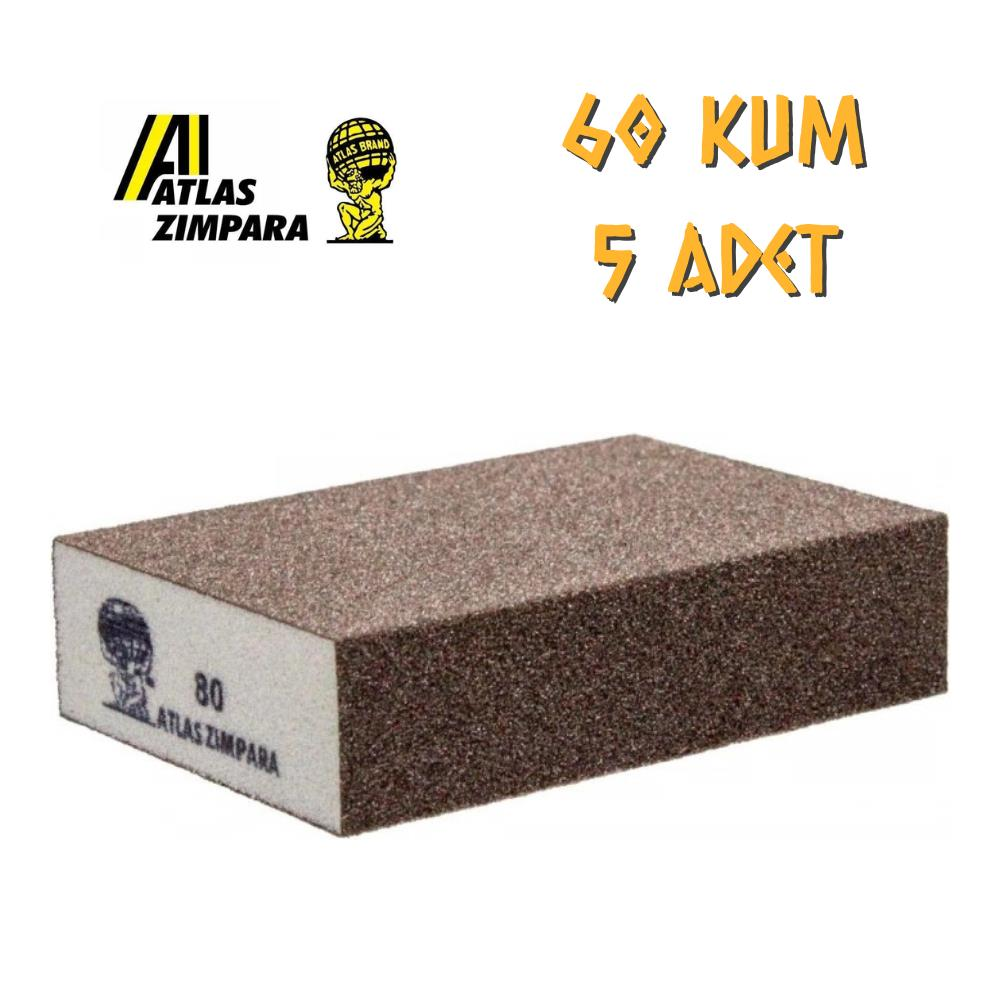 Atlas Sünger Zımpara - Kalın 4 Taraflı - 60 Kum - 5 Adet