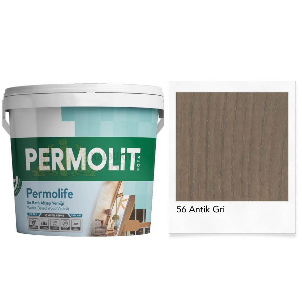 Permolit Permolife Su Bazlı Parlak Ahşap Vernik - ANTİK GRİ - 2.5 Lt.