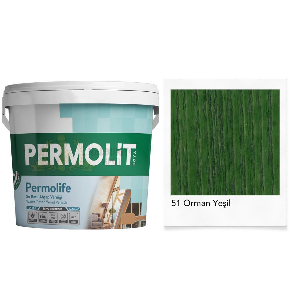 Permolit Permolife Su Bazlı Parlak Ahşap Vernik - ORMAN YEŞİL - 0.75 Lt.