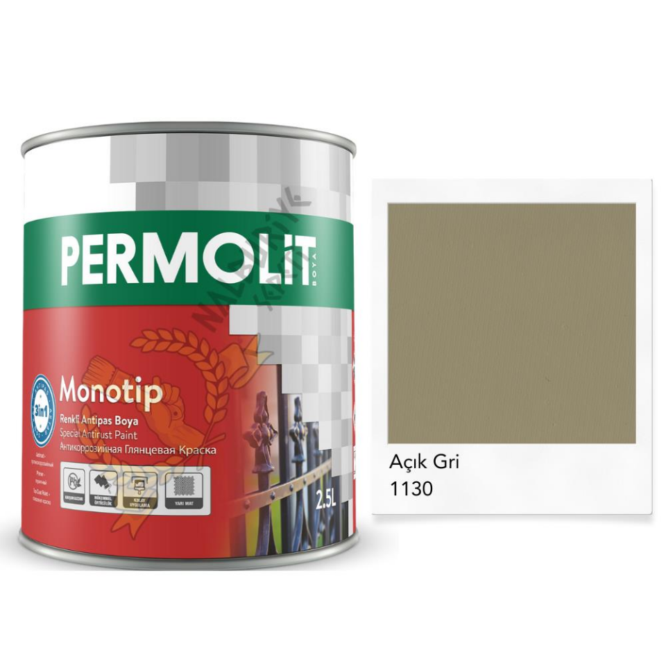 Permolit Monotip Astarlı Antipas Boya AÇIK GRİ 2.5 Lt.
