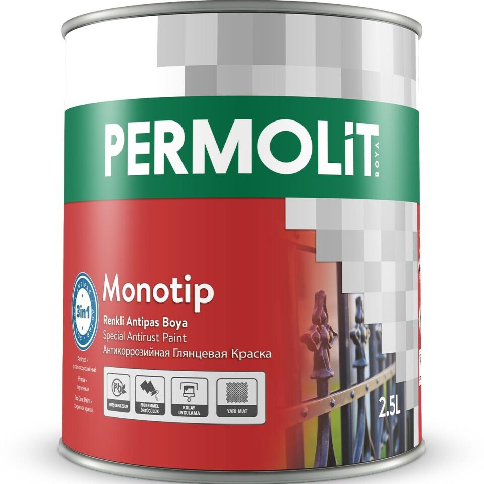 Permolit Monotip Astarlı Antipas Boya ORTA GRİ 2.5 Lt.