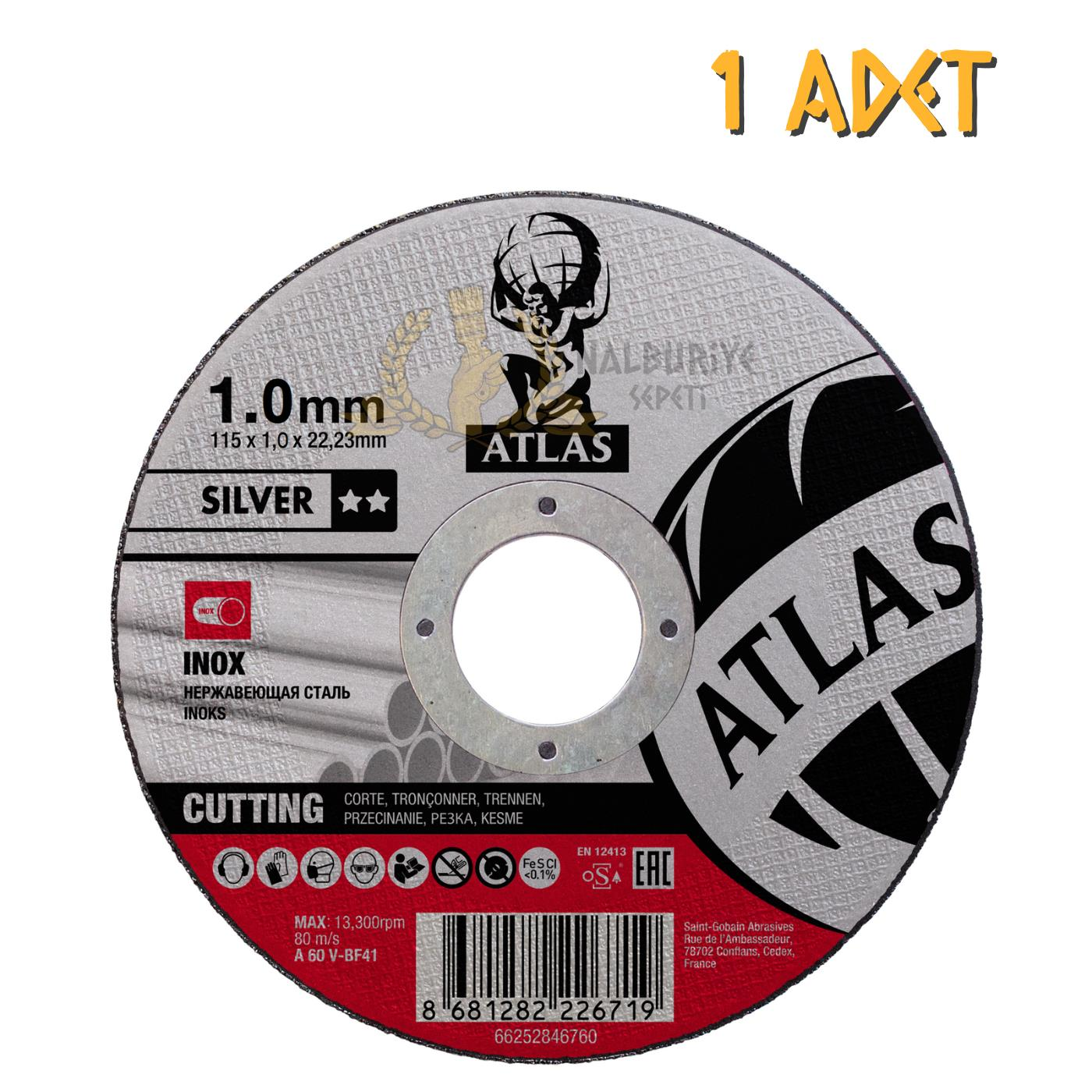 Atlas A60V-BF41 İnox Daire Testere Kesme Taşı 1 x 115 mm. - 1 Adet