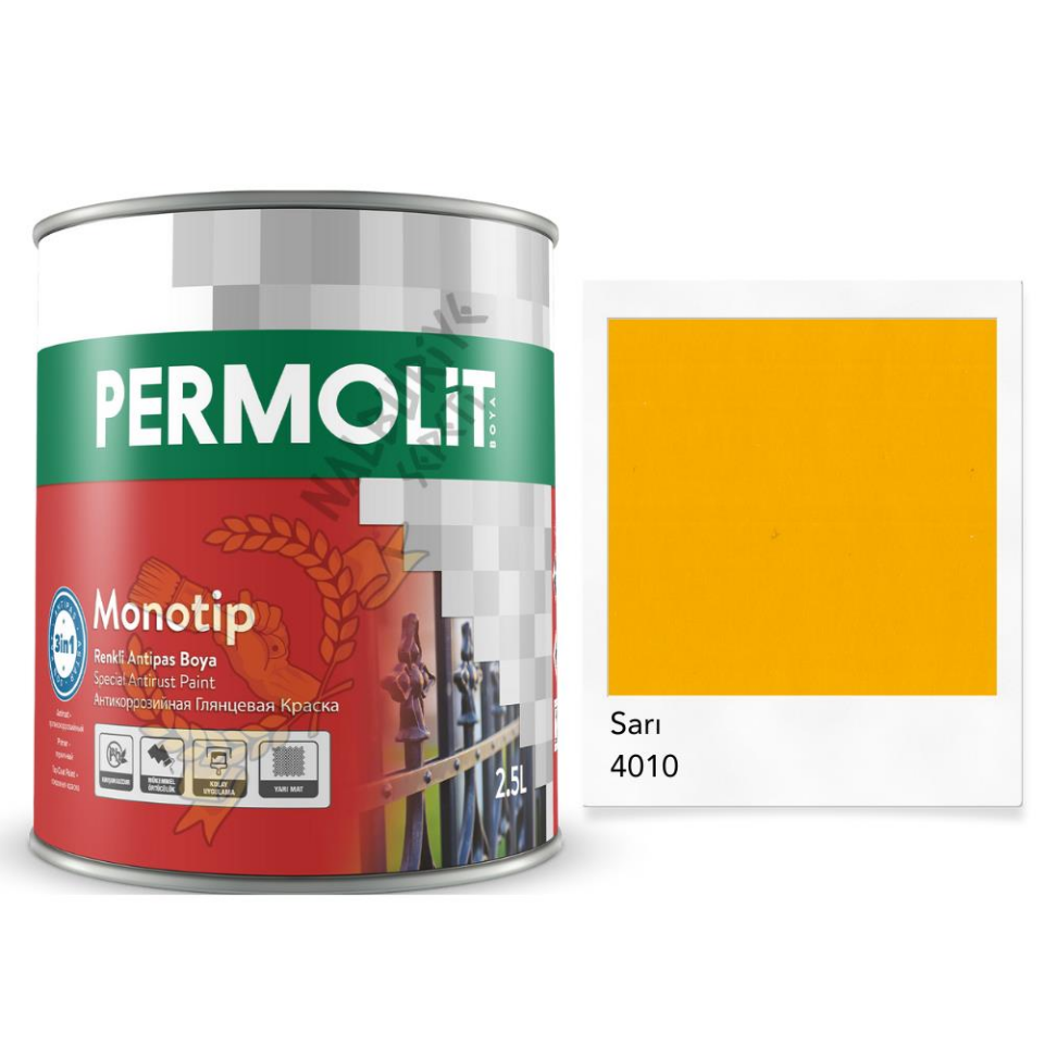 Permolit Monotip Astarlı Antipas Boya SARI 0.75 Lt.