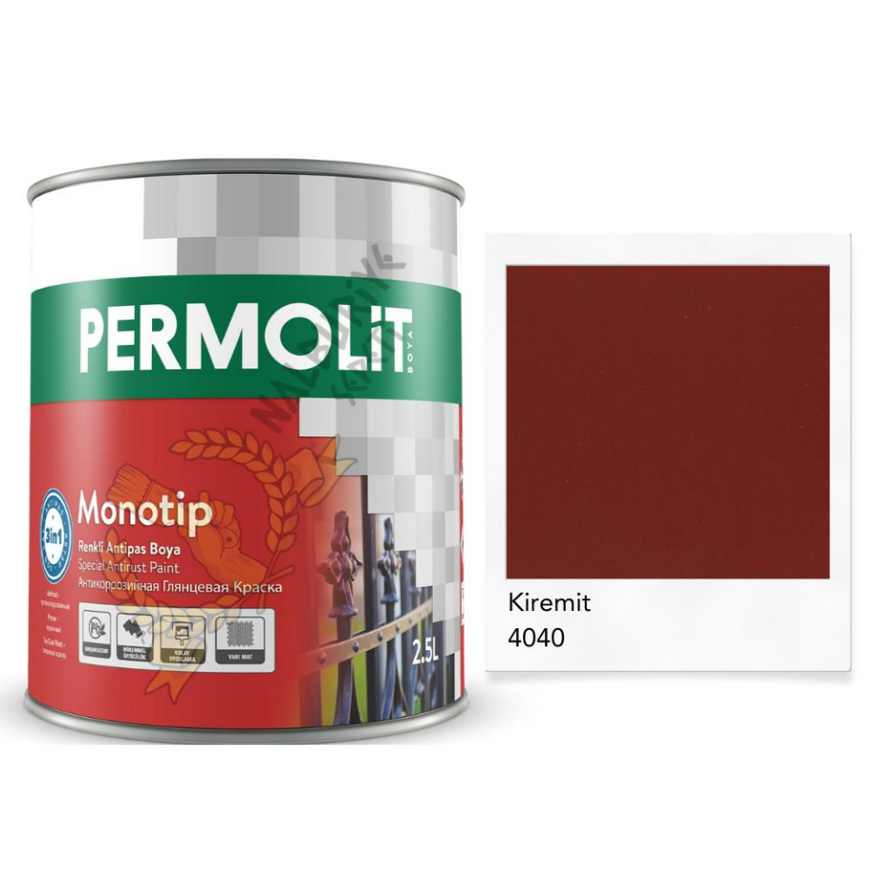 Permolit Monotip Astarlı Antipas Boya KİREMİT KIRMIZI 2.5 Lt.