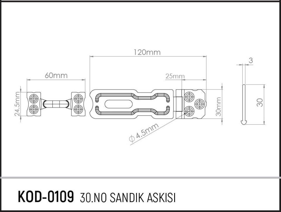 Koral Sandık Askısı No: 30 - 8.5 cm. - 1 Adet