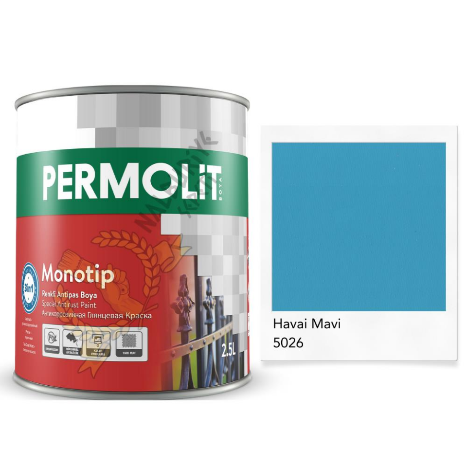 Permolit Monotip Astarlı Antipas Boya HAVAİ MAVİ 0.75 Lt.