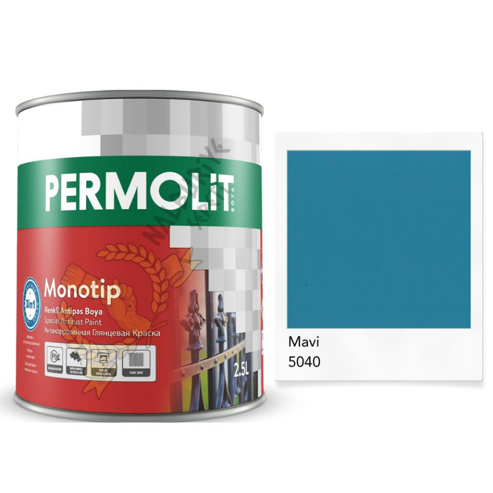 Permolit Monotip Astarlı Antipas Boya MAVİ 0.75 Lt.