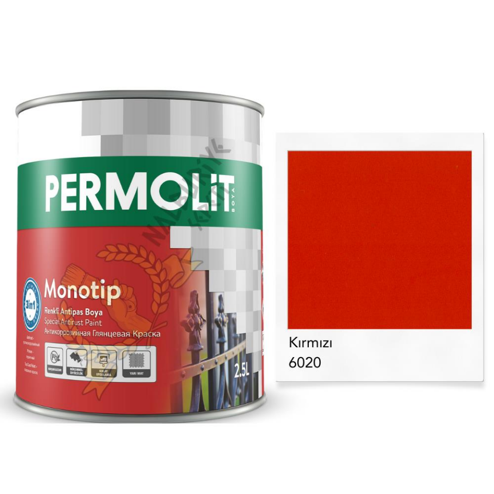 Permolit Monotip Astarlı Antipas Boya KIRMIZI 2.5 Lt.