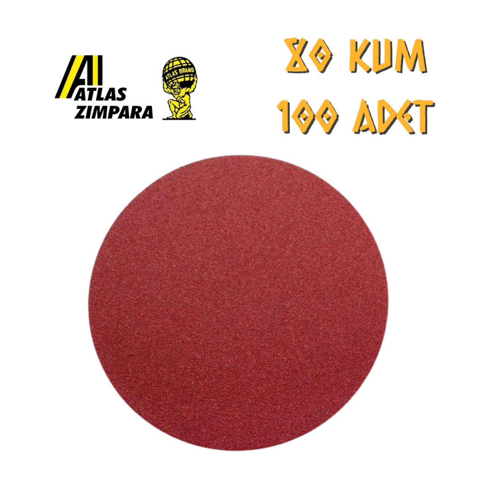 Atlas GT888 Yuvarlak Disk Cırt Zımpara 115 mm - P80 Kum - 100 Adet