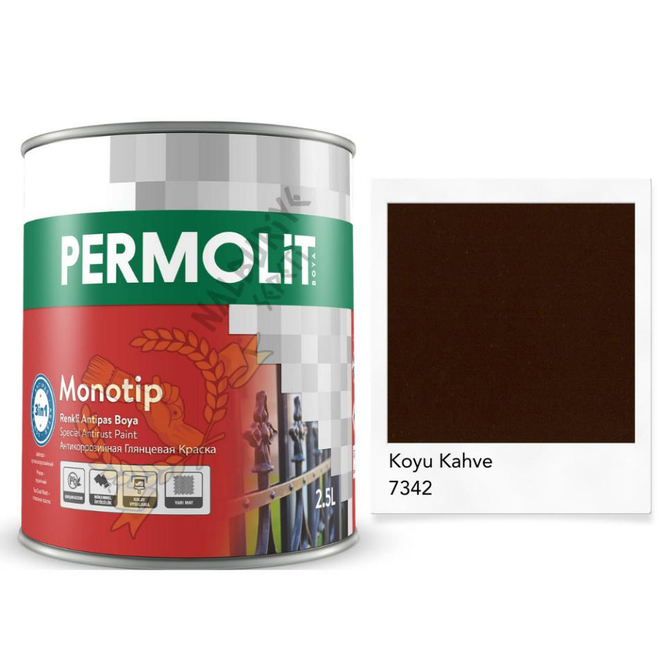 Permolit Monotip Astarlı Antipas Boya KOYU KAHVE 2.5 Lt.