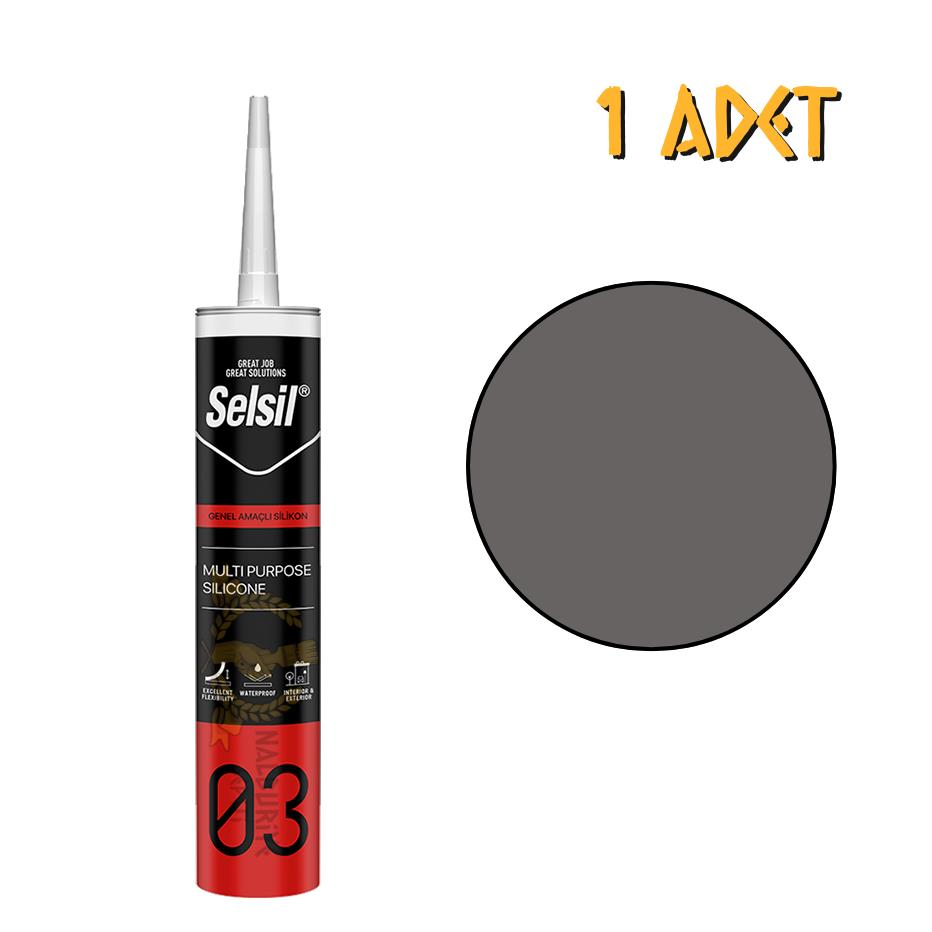 Selsil Genel Amaçlı Silikon ANTRASİT GRİ 322 gr. - 1 Adet
