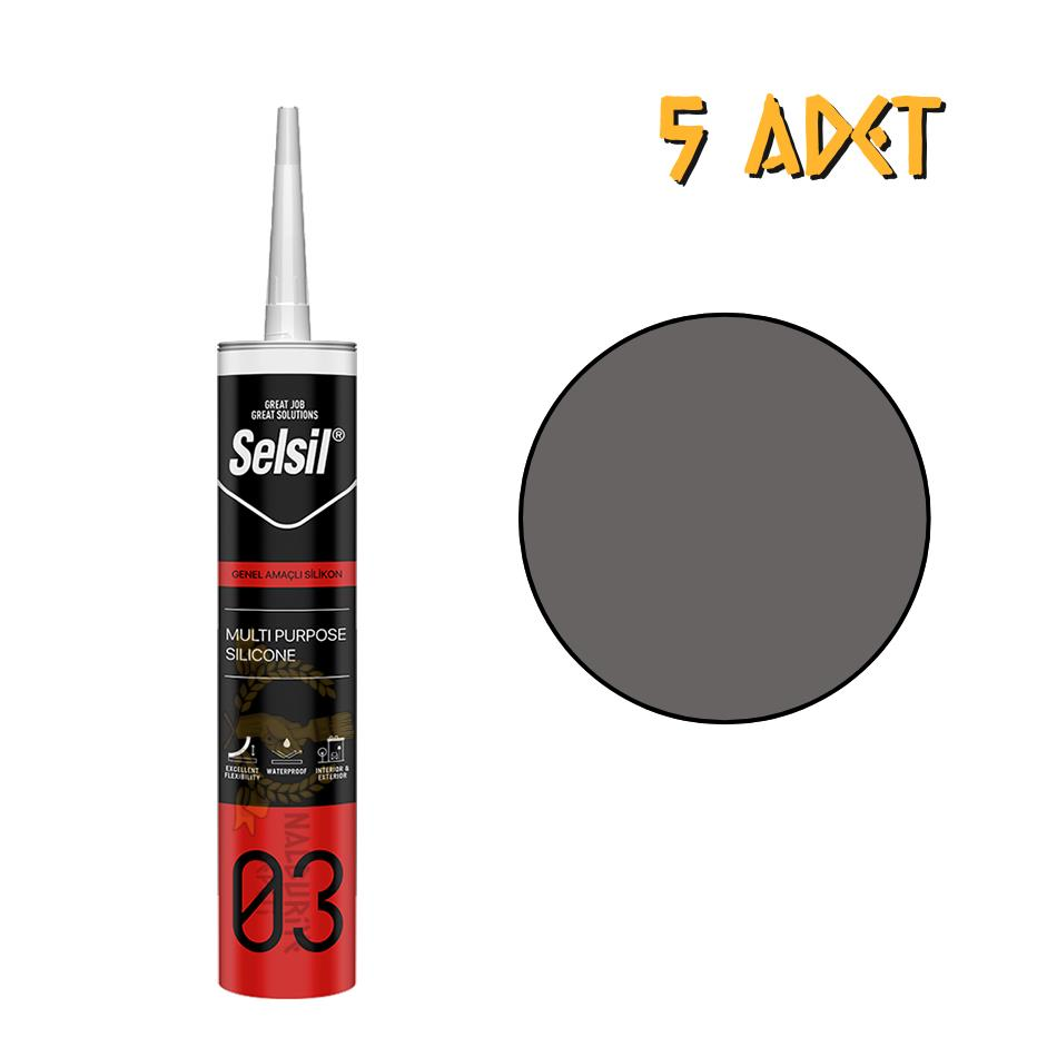 Selsil Genel Amaçlı Silikon ANTRASİT GRİ 322 gr. - 5 Adet