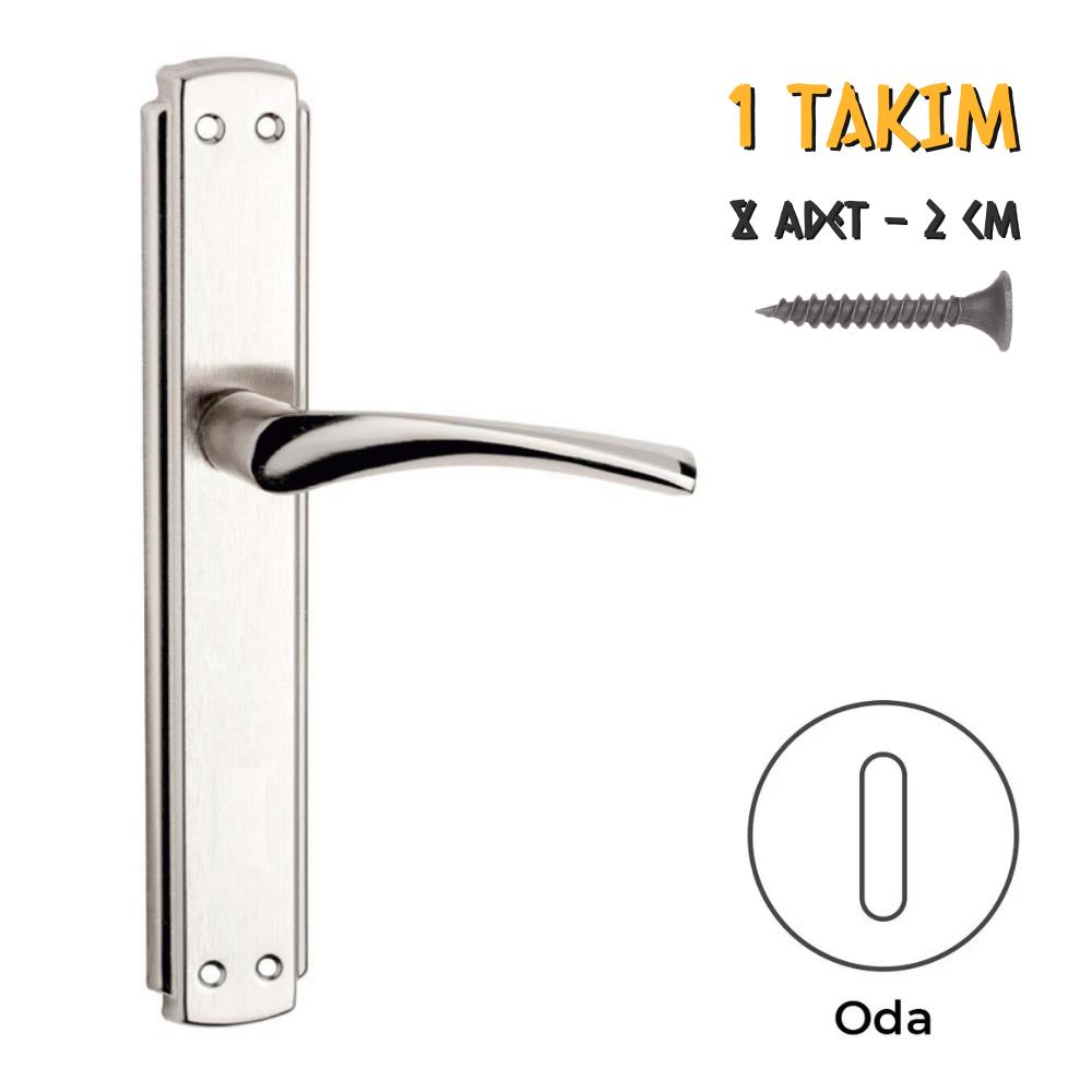 Koral Nikel Saten Kapı Kolu Bravo - Aynalı Oda - 1 Takım