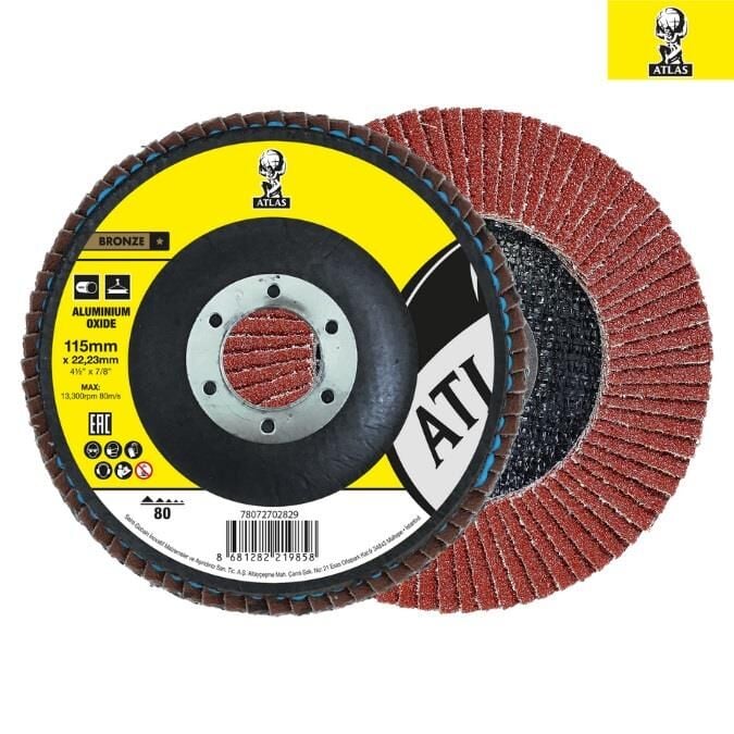 Atlas Katlı Flap Disk Yuvarlak Zımpara 115 mm - P80 Kum - 10 Adet