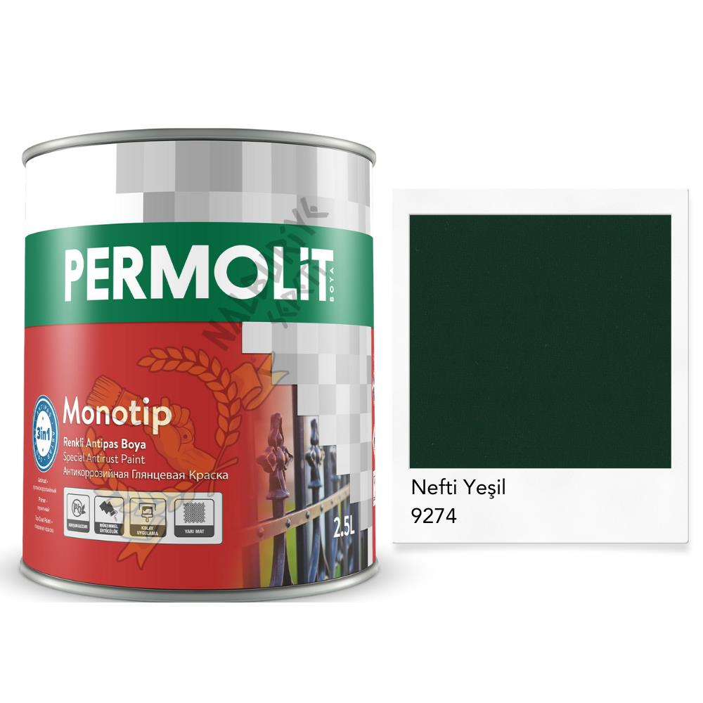 Permolit Monotip Astarlı Antipas Boya NEFTİ YEŞİL 0.75 Lt.