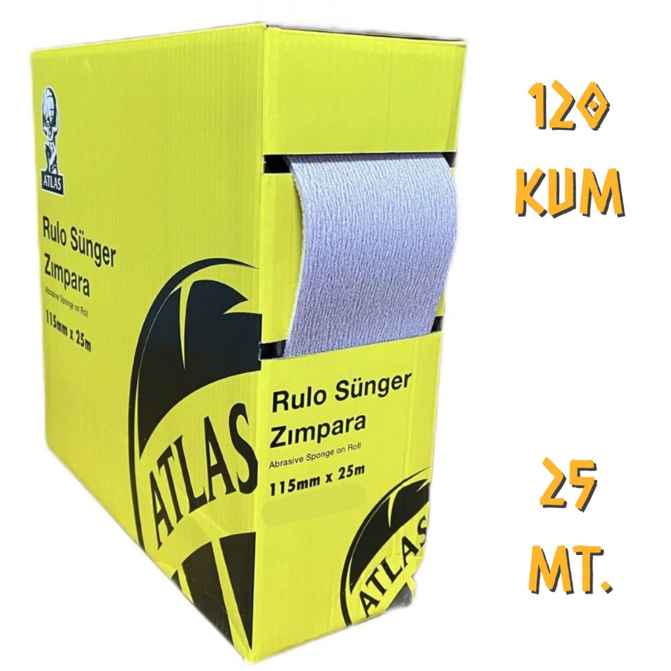Atlas Rulo Soft Sünger Zımpara 115 mm. - 25 mt. - 120 Kum