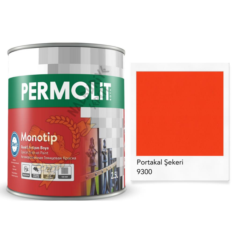 Permolit Monotip Astarlı Antipas Boya PORTAKAL TURUNCU 0.75 Lt.