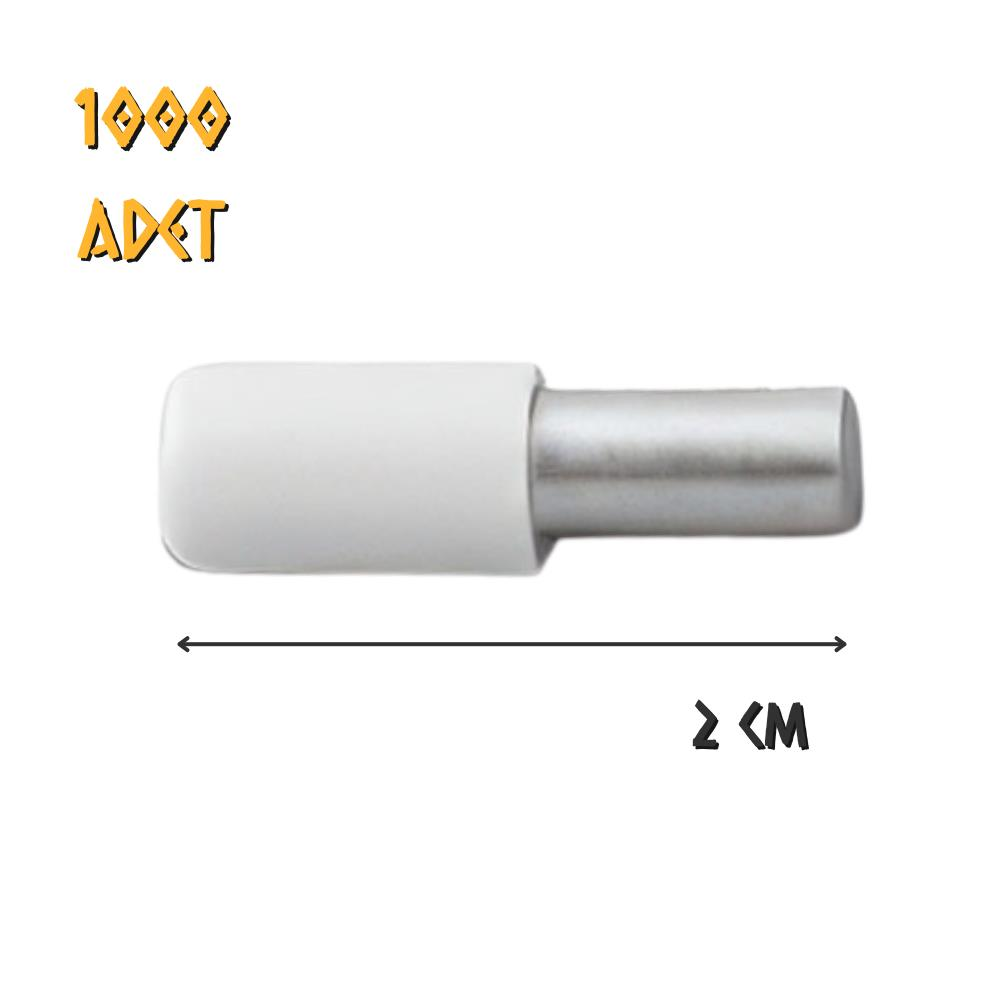 Koral Plastik Başlı Metal Raf Pimi Beyaz - 1000 Adet