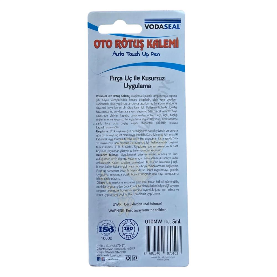 VodaSeal Fırça Uçlu Oto Rötuş Kalemi 5 ml. - Metalik Siyah