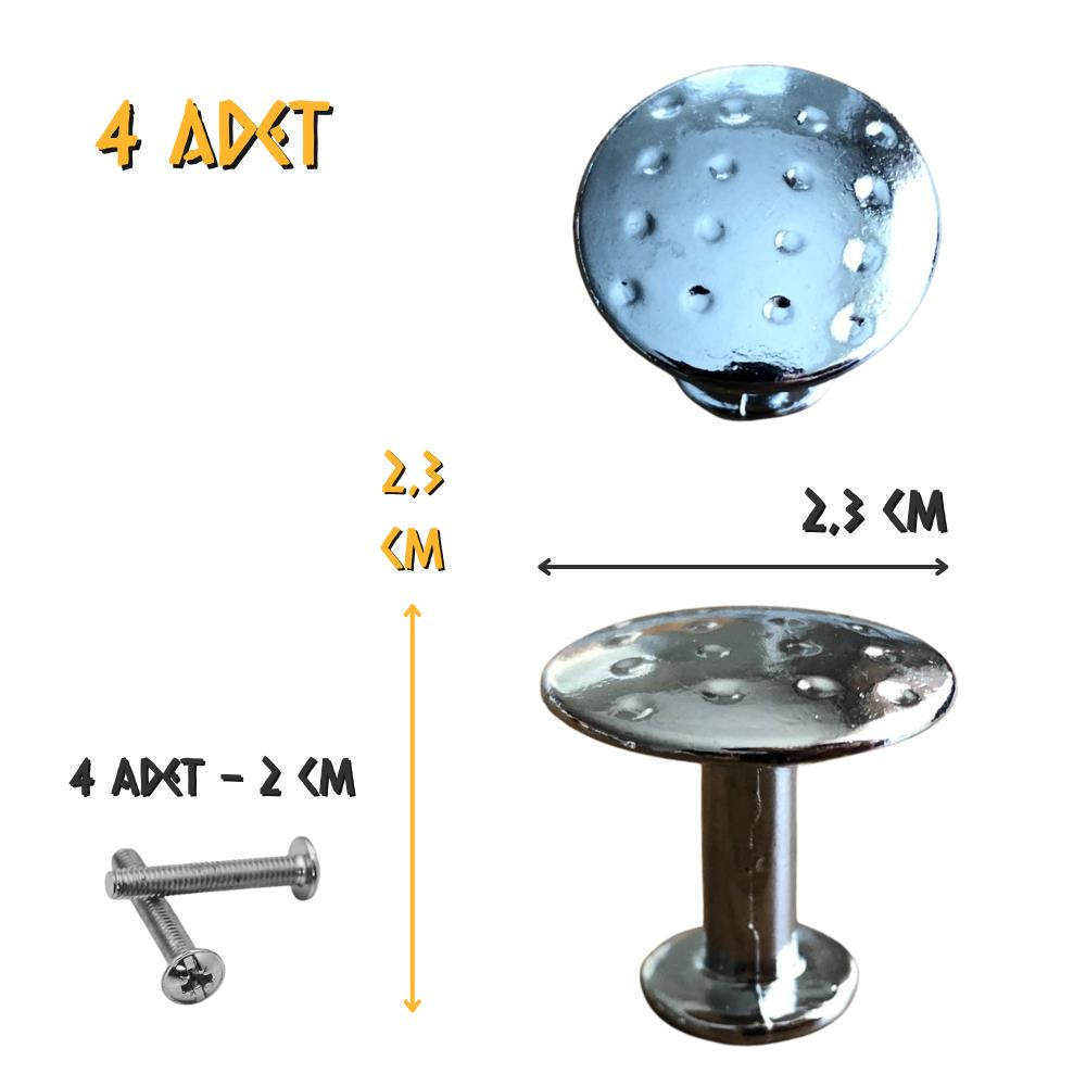 Koral Dolap Çekmece Düğme Kulp Noktalı Saten - 4 Adet