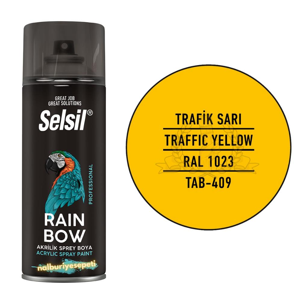 Selsil Rainbow Akrilik Sprey Boya TRAFİK SARI 400 ml. - RAL1023