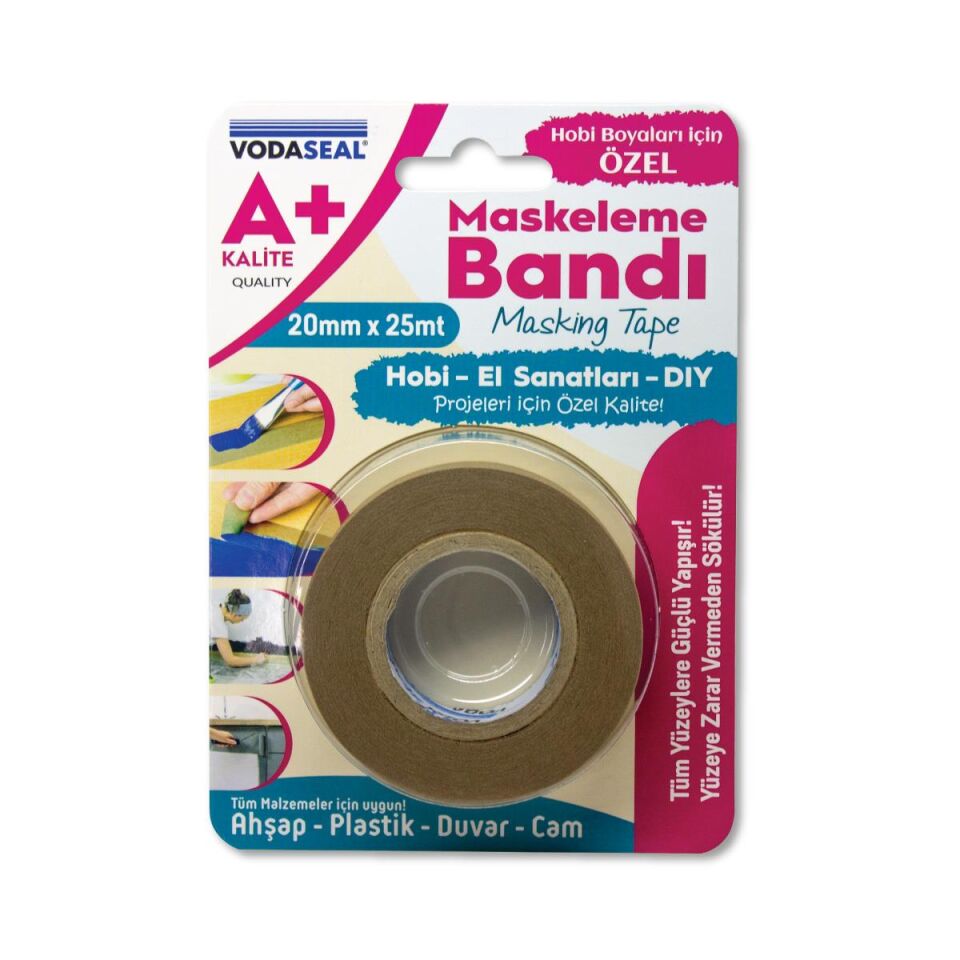 VodaSeal A+ Kalite Hobi DIY Maskeleme Bandı 20 mm - 25 mt.