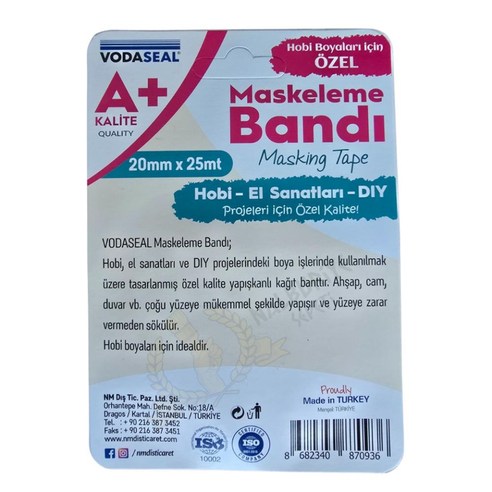 VodaSeal A+ Kalite Hobi DIY Maskeleme Bandı 20 mm - 25 mt.