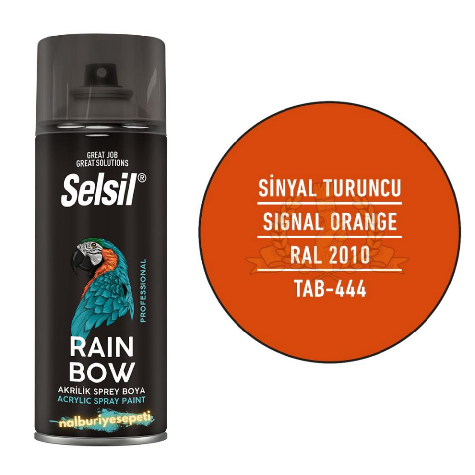 Selsil Rainbow Akrilik Sprey Boya SİNYAL TURUNCU 400 ml. - RAL2010