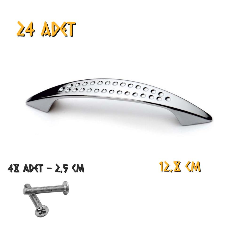 Koral Dolap Çekmece Kulp Noktalı Saten - 128 mm. - 24 Adet