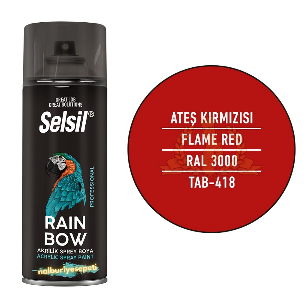 Selsil Rainbow Akrilik Sprey Boya ATEŞ KIRMIZI 400 ml. - RAL3000