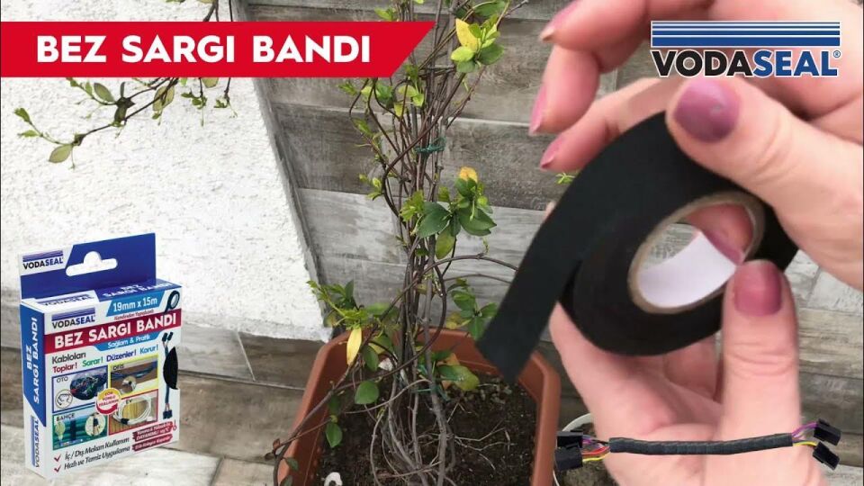 VodaSeal Yapışkanlı Bez Sargı Bandı Kablo Toplayıcı - 19 mm x 15 mt.
