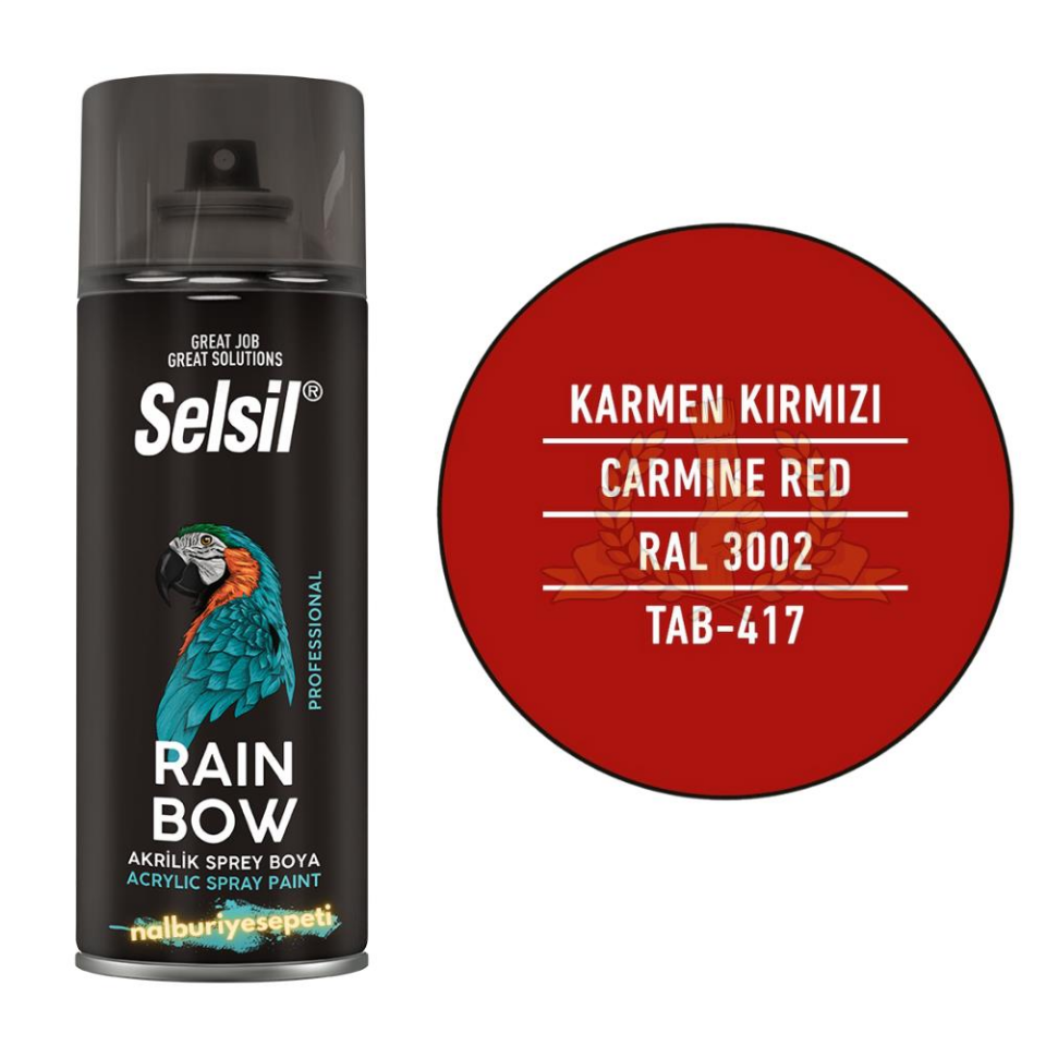Selsil Rainbow Akrilik Sprey Boya KARMEN KIRMIZI 400 ml. - RAL3002