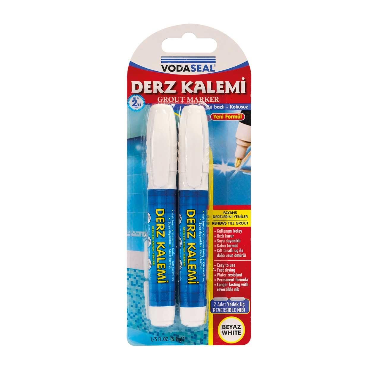 VodaSeal Kokusuz ve Suya Dayanıklı Derz Kalemi İkili Set - Beyaz