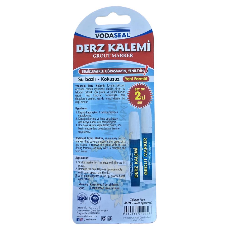 VodaSeal Kokusuz ve Suya Dayanıklı Derz Kalemi İkili Set - Beyaz