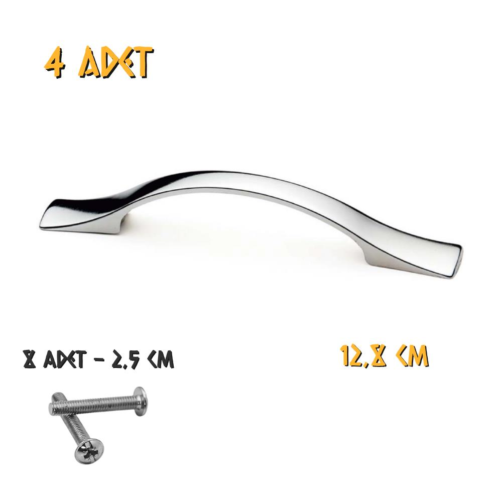 Koral Dolap Çekmece Kulp Sülün Saten - 128 mm. - 4 Adet