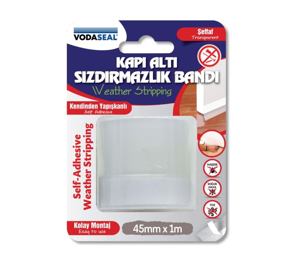 VodaSeal Kapı Altı Sızdırmazlık Bandı 45 mm. - 1 mt. - Şeffaf