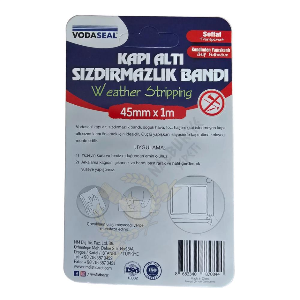 VodaSeal Kapı Altı Sızdırmazlık Bandı 45 mm. - 1 mt. - Şeffaf