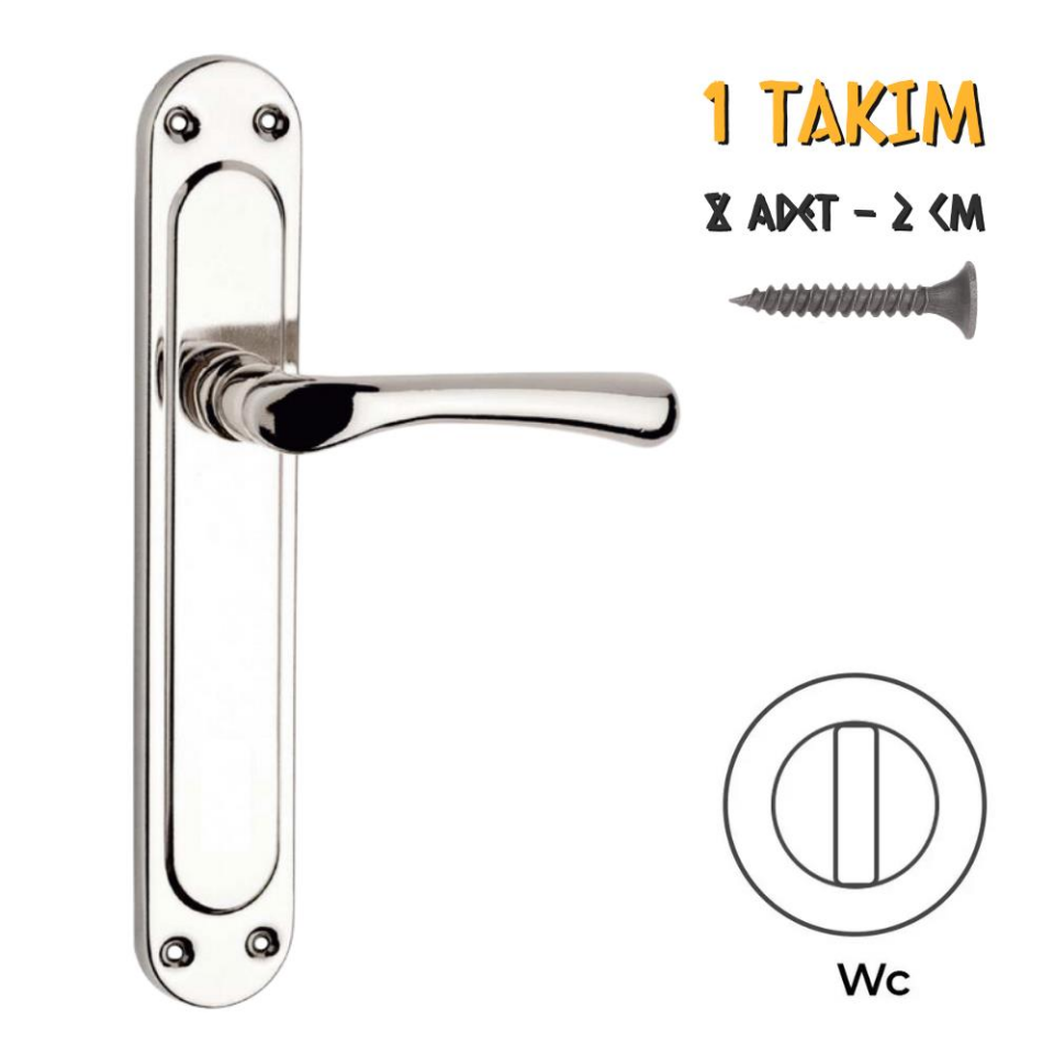 Koral Nikel Saten Kapı Kolu Kumru - Aynalı WC - Sol - 1 Takım