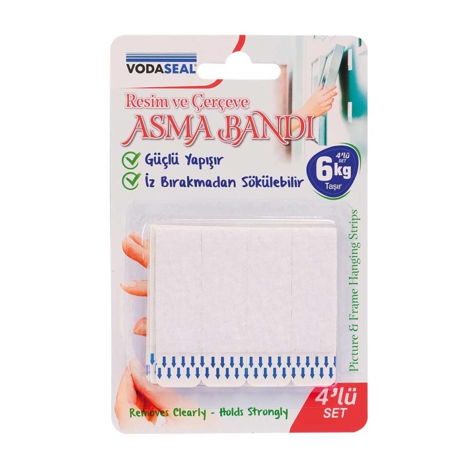 VodaSeal Resim ve Çerçeve Asma Bandı 6 Kg. - Şeffaf - 4 Adetli Set