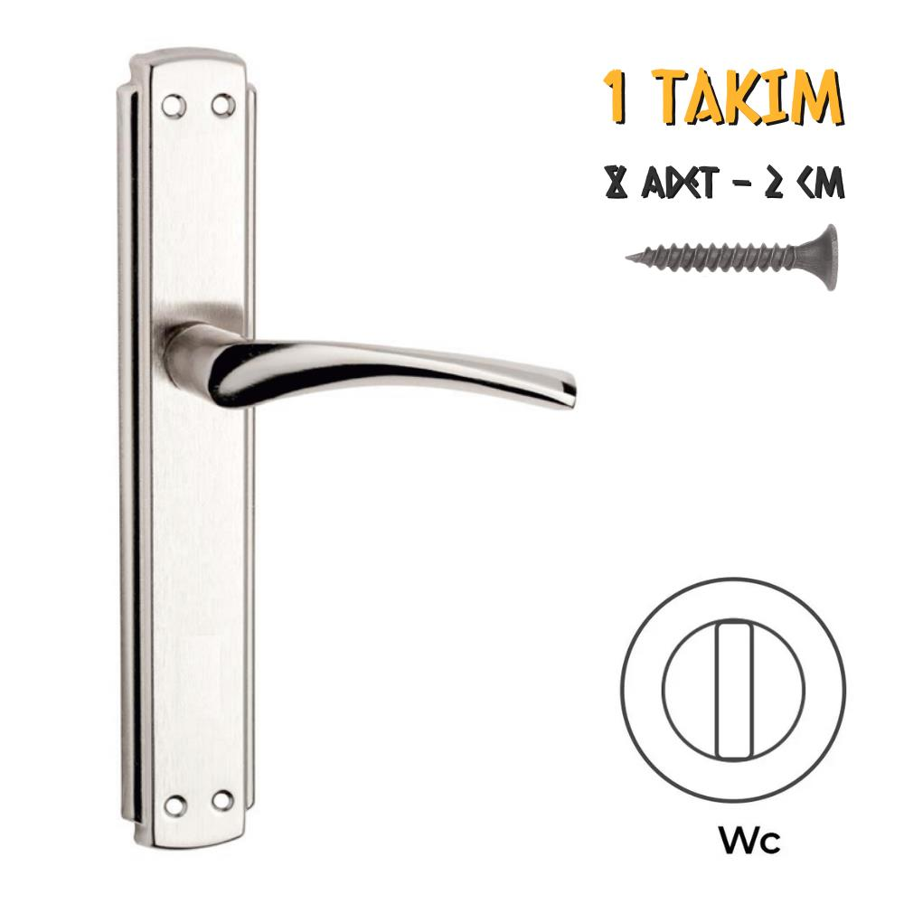 Koral Nikel Saten Kapı Kolu Bravo - Aynalı WC - Sol - 1 Takım