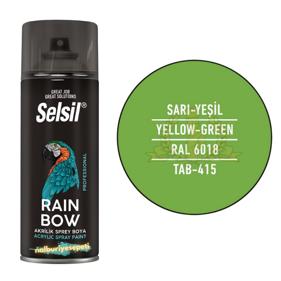 Selsil Rainbow Akrilik Sprey Boya AÇIK YEŞİL 400 ml. - RAL6018