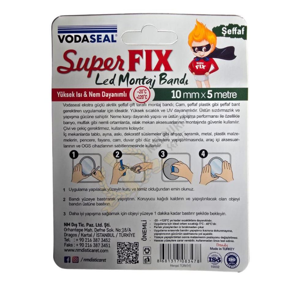 VodaSeal Superfix Çift Taraflı Led Montaj Bandı - 10 mm x 5 mt.
