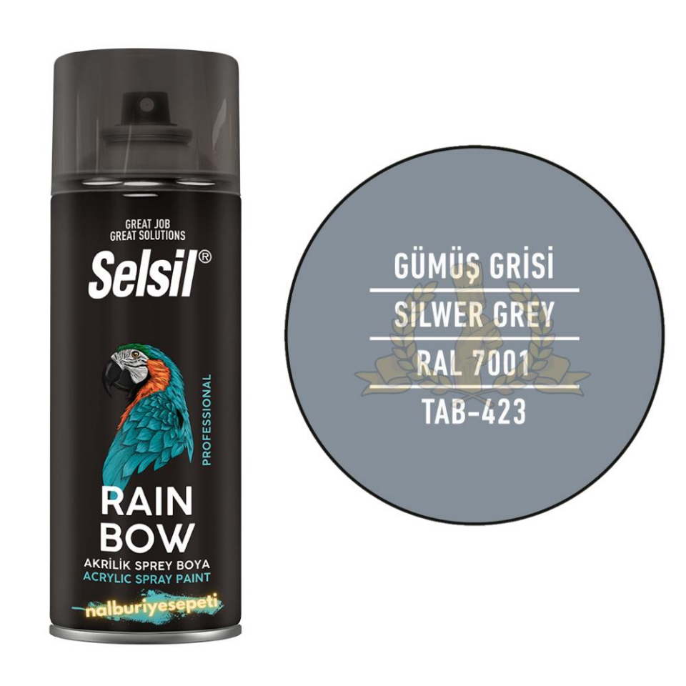 Selsil Rainbow Akrilik Sprey Boya GÜMÜŞ GRİ 400 ml. - RAL7001