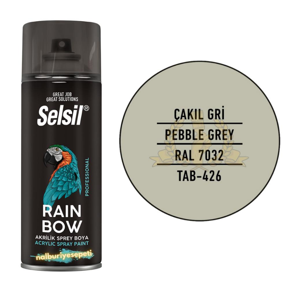 Selsil Rainbow Akrilik Sprey Boya ÇAKIL GRİ 400 ml. - RAL7032