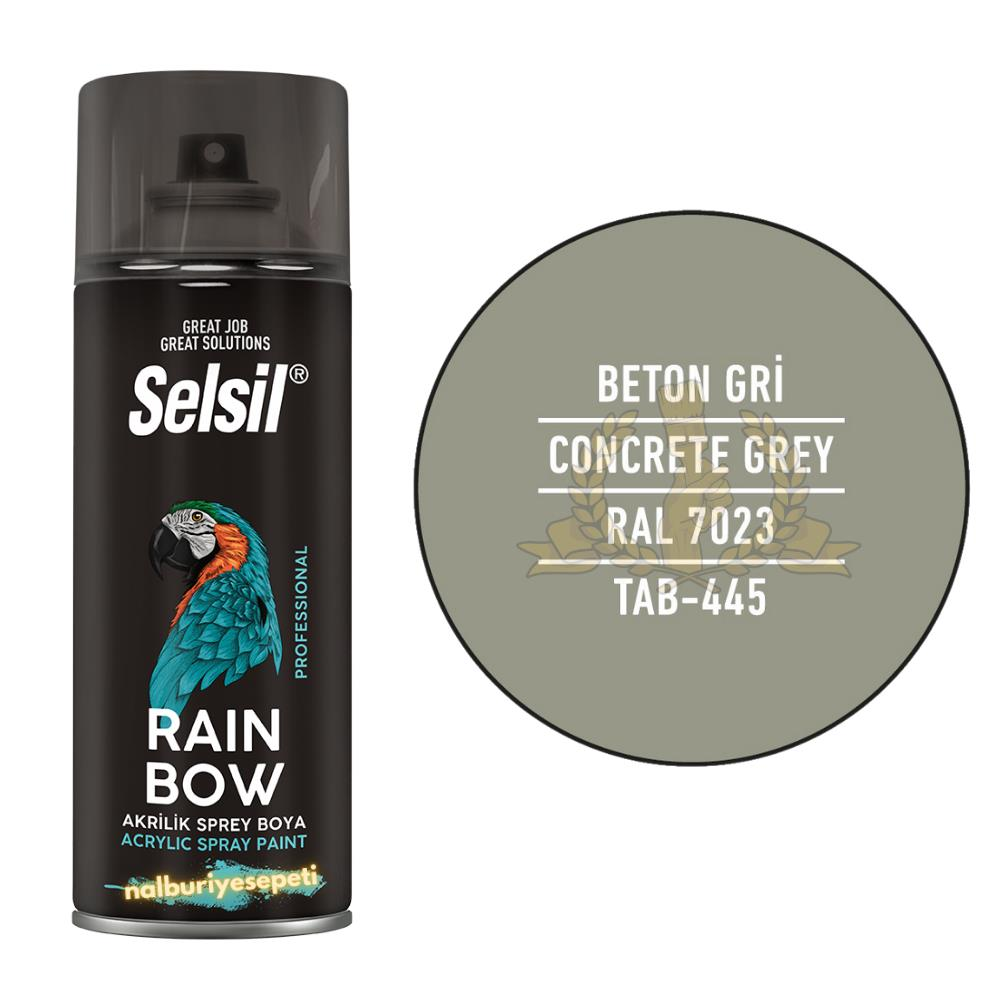 Selsil Rainbow Akrilik Sprey Boya BETON GRİ 400 ml. - RAL7023