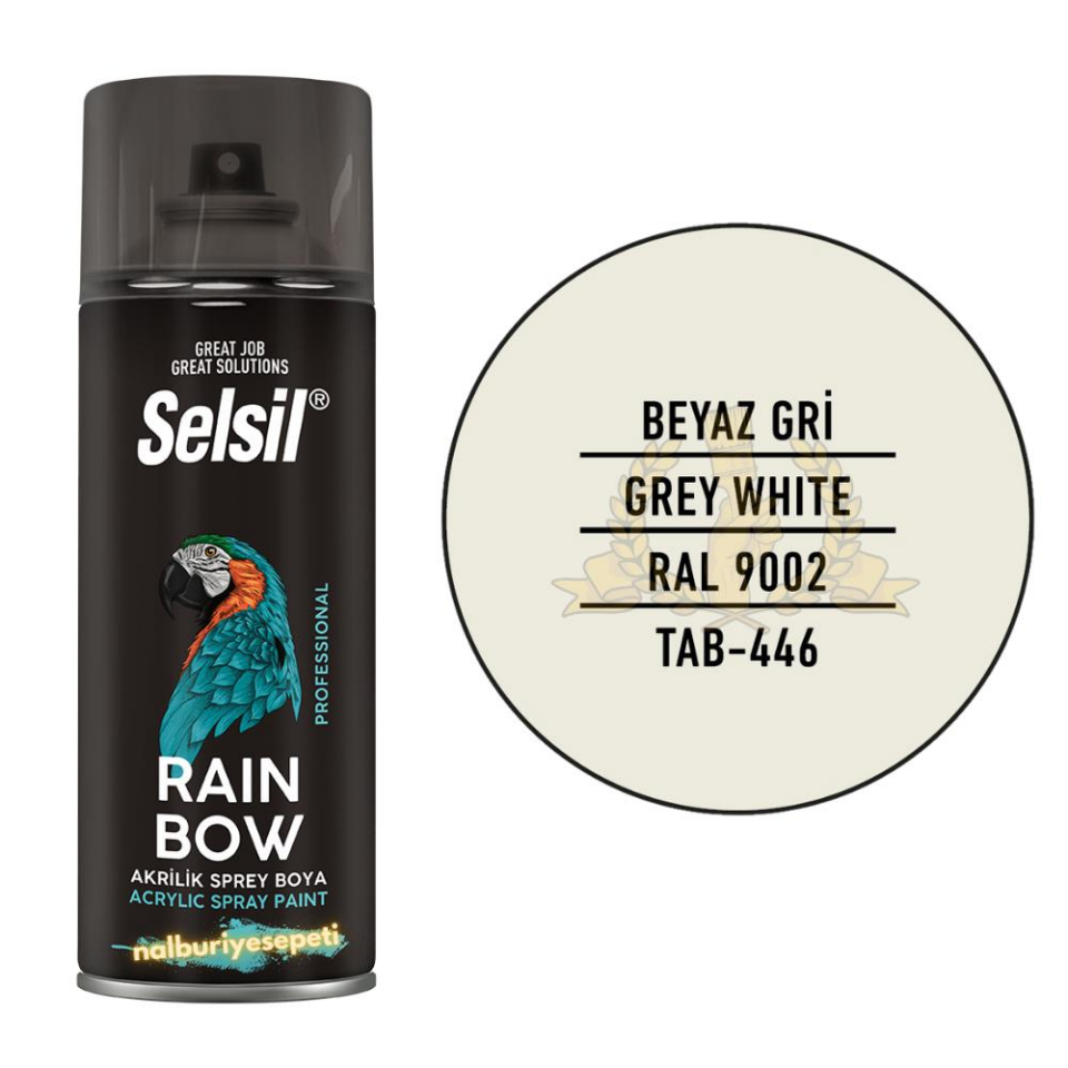 Selsil Rainbow Akrilik Sprey Boya BEYAZ GRİ 400 ml. - RAL9002