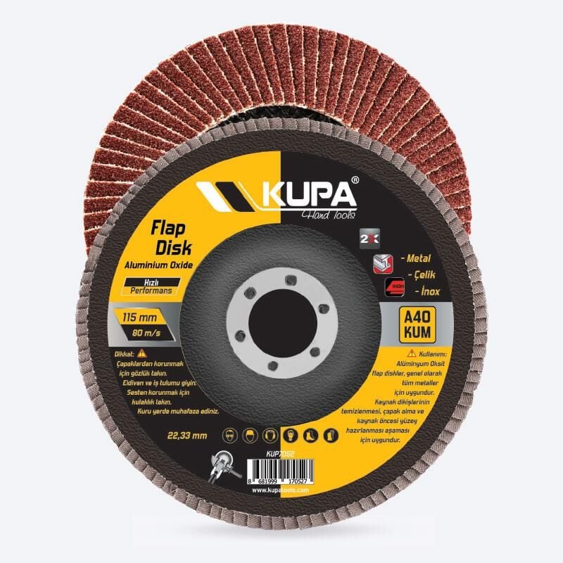 Kupa Katlı Flap Disk Zımpara Seti - 40-60-80-100-120 Kum