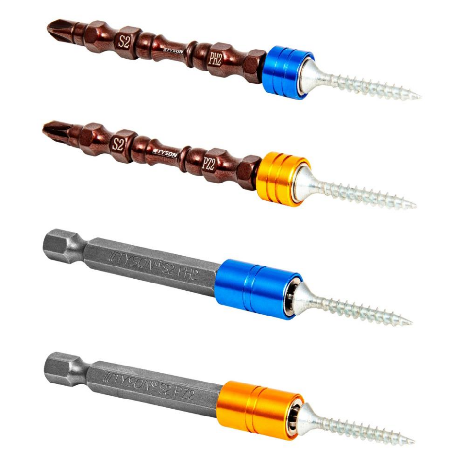 Kupa Tyson Mıknatıslı Bits Uç Seti - Çift ve Tek Yönlü - PH2 ve PZ2 - 4 Parça
